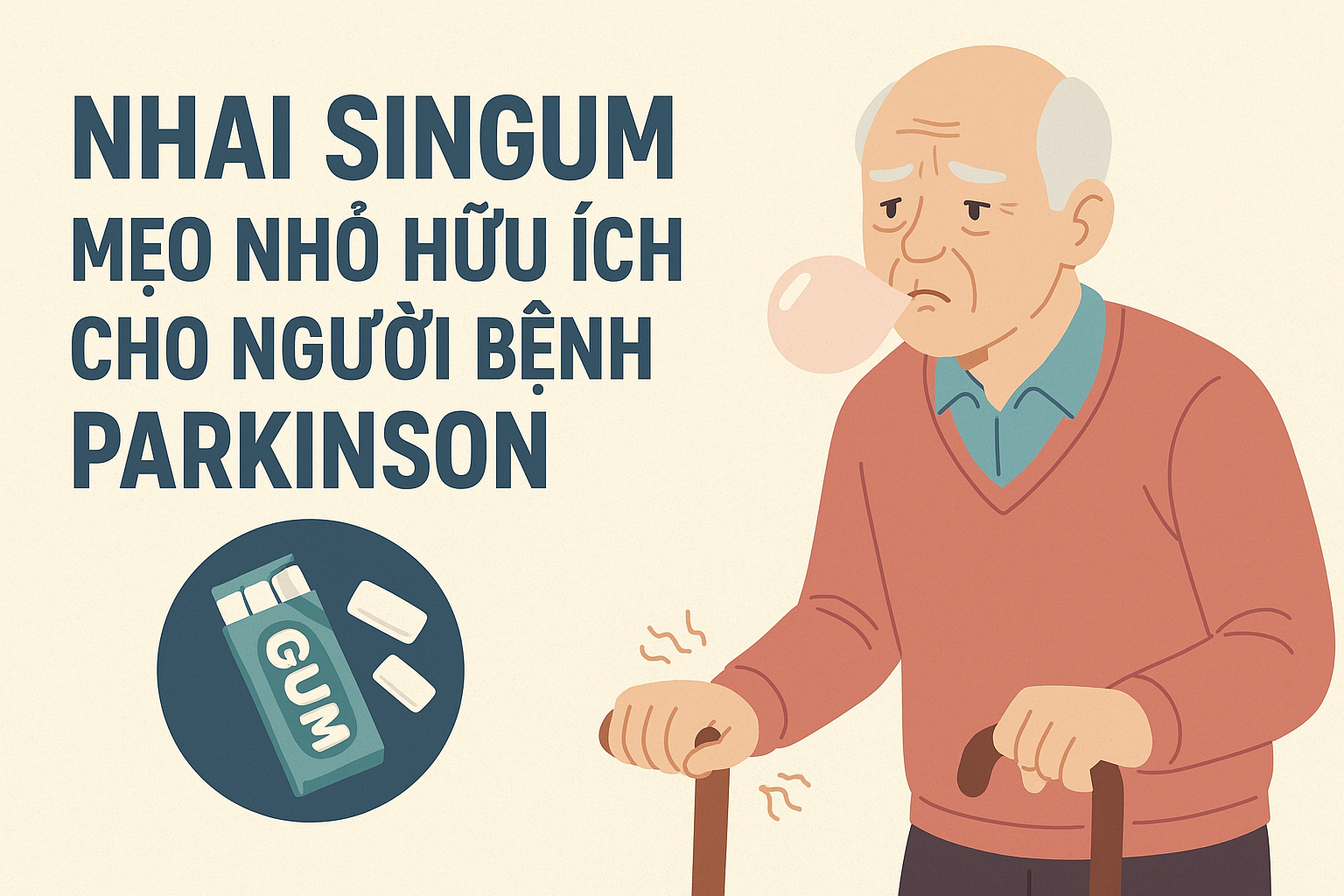 Nhai singum giúp giảm khô miệng và chảy nước dãi ở bệnh nhân Parkinson”. Kích thước ảnh vừa phải để tải nhanh.