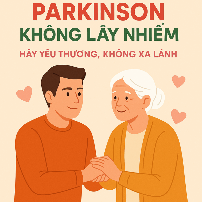 Parkinson không lây nhiễm – hình minh họa yêu thương, chăm sóc người bệnh
